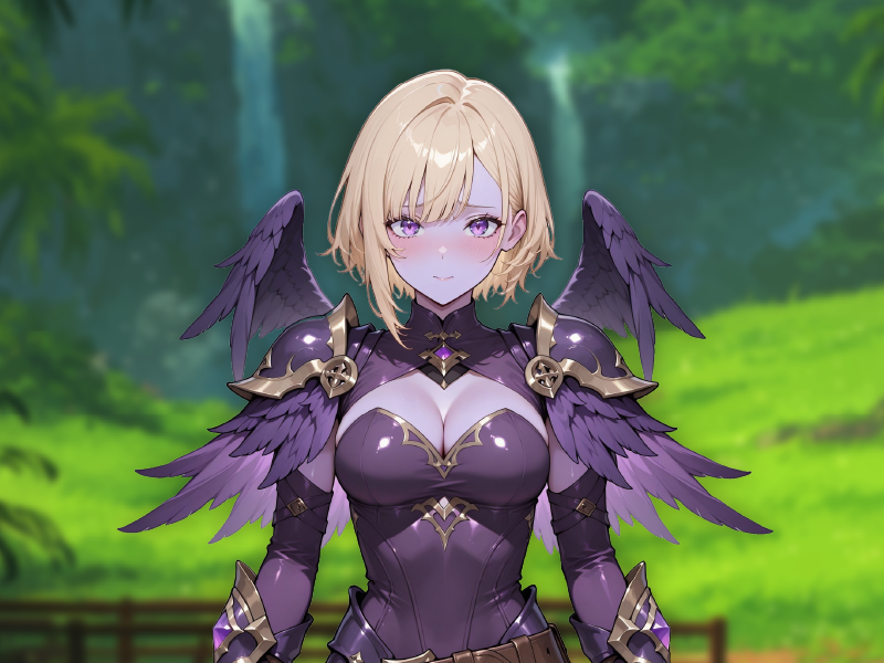 Cleo — original LOKH character art, dark fantasy armour with wing motif