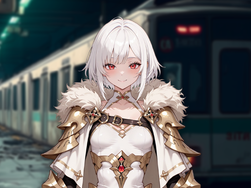 Lina — original LOKH character art, white-haired warrior in gold armour